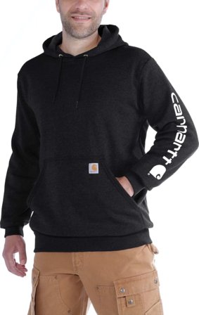 Carhartt Men's Sleeve Logo Hooded Sweatshirt Men long-sleeved sweaters Black S
