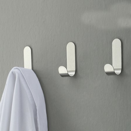 8 stk. vægklæbende kroge i rustfrit stål, klæbekrog, Sel, ZQKLA