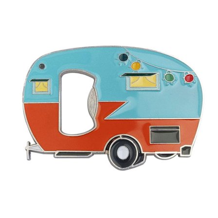 Flaskeåpner med kjøleskapsmagnet, klistremerker, bobil/campingvogn flaskeåpner, unike øl gaveideer for campingentusiaster.