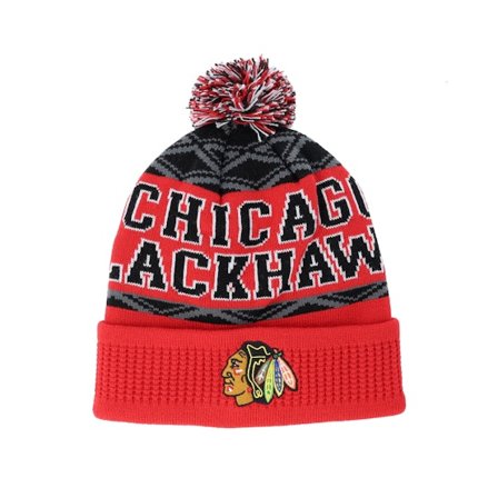 Outerstuff - NHL Červená pom Beanie - Kids Chicago Blackhawks NHL Beanie Red Pom @ Hatstore