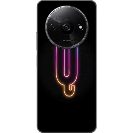 Kompatibelt Mobildeksel til Xiaomi Xiaomi Redmi A3 Minimalistisk neonbokstav Q i skinnende farger mot mørk bakgrunn
