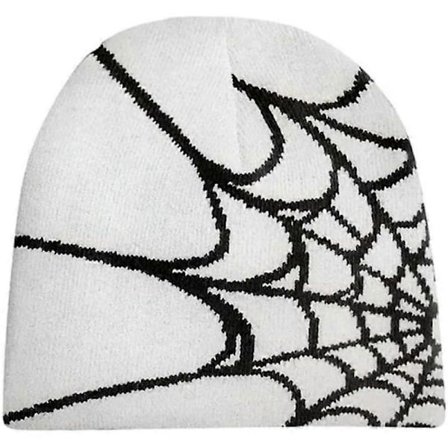 Y2k Lue Spider Web Hatt Y2k Strikket Lue Skullies Lue Spider Web Lue Baggy Slouchy Lue Skull Cap