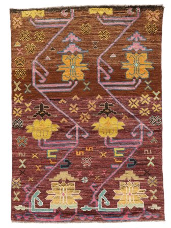 Tecido À Mão Moroccan Berber - Afghanistan 103X144 Tapete Lã Vermelho Escuro/Castanho Pequeno