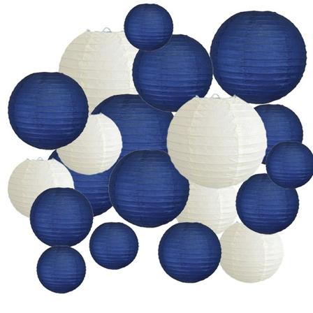 20 kpl 6 tuuman-12 tuuman paperilyhtyjä, lajiteltu koko Navy Blue Beige Paper Lantern Lampion häihin