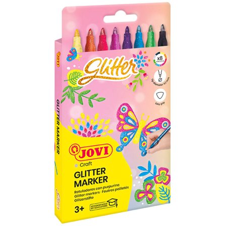 JOVI Glitter pens Pack of 8 (3 years+)