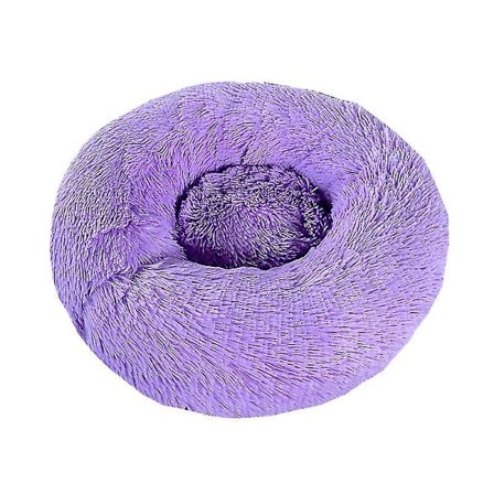 Hundbädd Donut Mjuk Rund Plysch Kattbäddar För Lugnande Husdjur Anti-Ångest Tvättbar