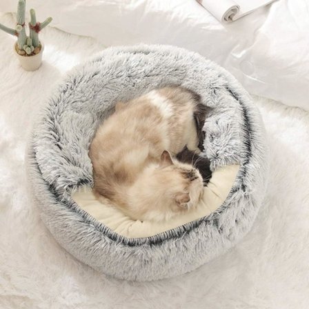 Dyre seng Fluffy plys kæledyr hule madras kramme komfort kennel kæledyr rund kurv seng sovemadras små hunde katte skridsikker bund grå for