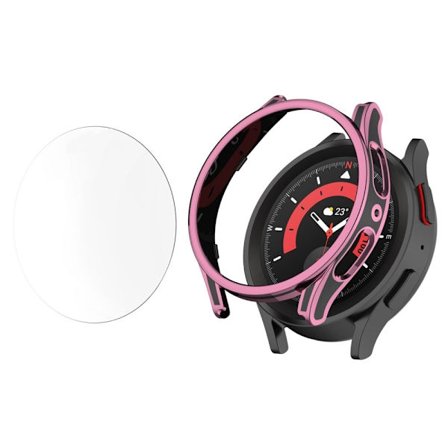 Samsung Galaxy Watch 5 (44mm) skyddsfodral med härdat glas - Svart / Rosa