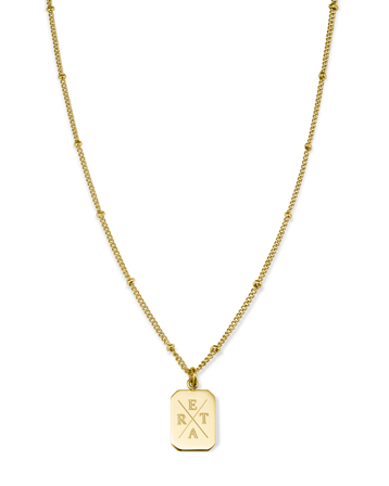 Octagon initial Ketting - Goud - Gepersonaliseerd - Rosefield
