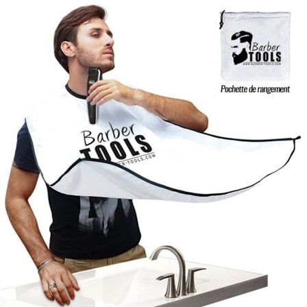 Lapalappu/esiliina/partaviitta säilytyspussineen.