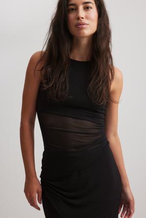 NA-KD Haut froncé en jersey - Tops habillés - Noir - Large