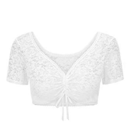 100% Ny Uppgraderad Dam Sommar V-ringad Schiffy Dragsko Fram Crop Top Blus (M)