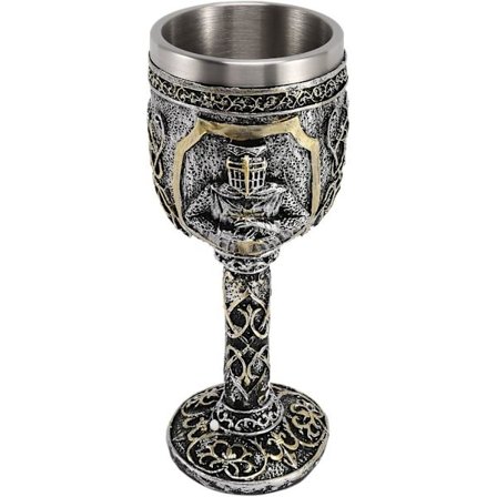 Middelalderlig kongelig metalbæger i gotisk stil, ideel til drikkevarer, te, øl og vin.