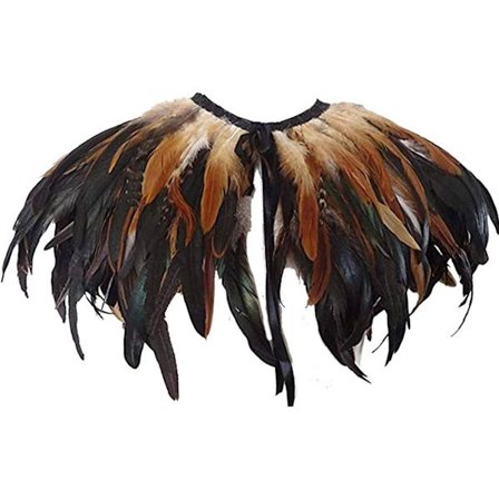 Kvinnor naturliga äkta fjäder poncho krage cape stola halsduk
