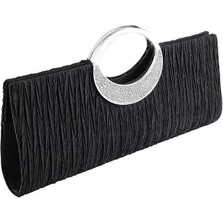 Dame Tote Taske Dame Krystal Diamant Clutch Bryllup Brud Aften Party Håndtaske Sort Hvid Sølv Pung