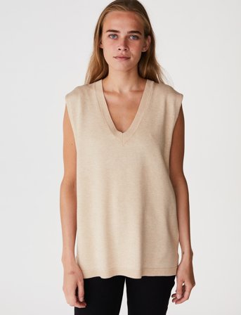 Soft Rebels Srmarla V-Neck Loose Fit Knit Vest - Cream - M