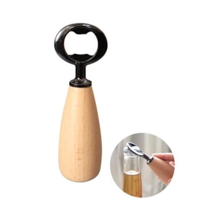 Pullonavaaja - Henkilökohtainen - Ruostumaton teräs - Puu - 13,5 x 4 cm