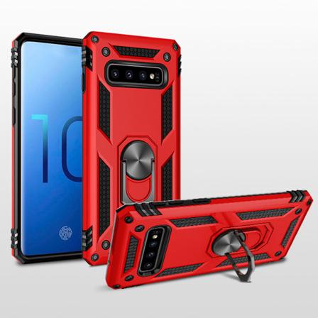 Samsung S10 Plus Pansar Skal Röd Med Hållare.