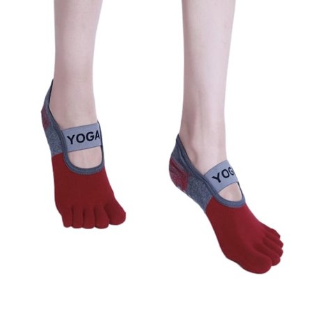 Joogasukat Five Toe Socks RED