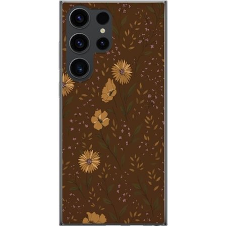 Kompatibelt Mobilskal till Samsung Samsung Galaxy S24 Ultra Bruna blommor retro blommönster blommig design 70-tals vintagestil mönster bohemisk tape