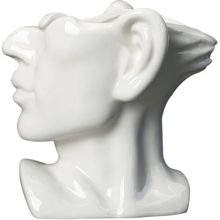 Hvid Keramisk Hoved Blomsterpotte Vase Sukkulent Plantekrukke, Lille Dekorativt Ansigt Kaktus Plantepotte Med Drænhul, Boligindretning Til Hylder