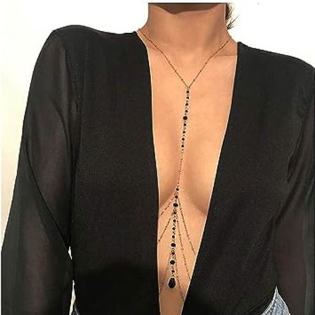 Gullkvinne Sele Lagdelt Krystall Kroppskjede Bikini Kjede