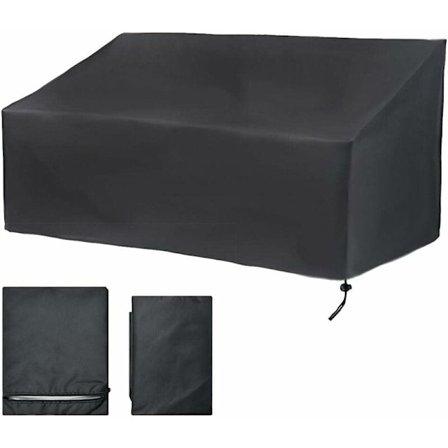 4-seters hagebenkdeksel, utendørs benkdeksel støvtett, anti-UV, vanntett, vindtett, Oxford beskyttelsesdeksel for sofa (190x66x89cm) KLB