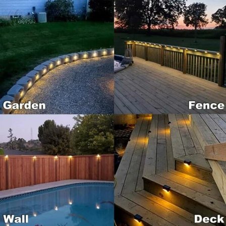 4-Pakning Solcellebelysning for Trapp, Altan og Rekkverk Hvit—pa