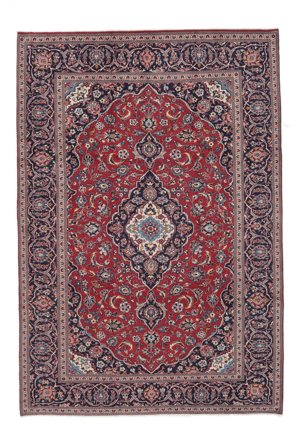 Hand Knotted Persian Keshan Rug 240X351 Dark Red/Black