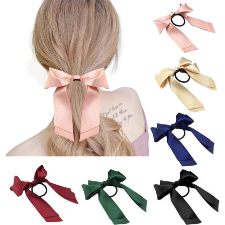 6 stycken fluga hårslips hårrep slips dubbellager band rosett Ponyt