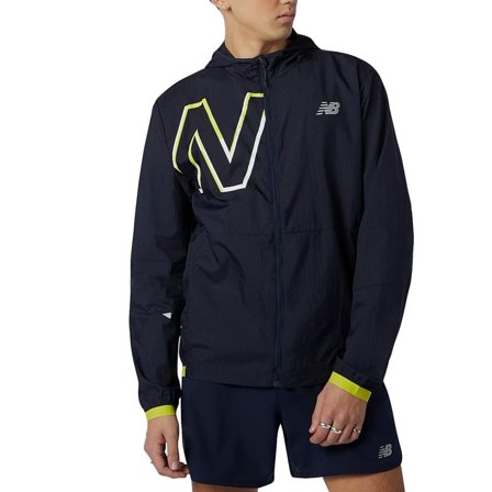 New Balance Men's Printed Impact Run Light Pack Jacket unlined workout jackets Black XXL