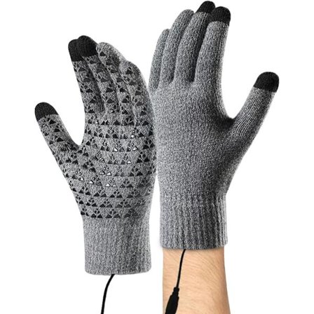 ING Opvarmede vinterhandsker med touchscreen-funktionalitet, vindtætte strikhandsker velegnede til skiløb, kørsel og vandreture