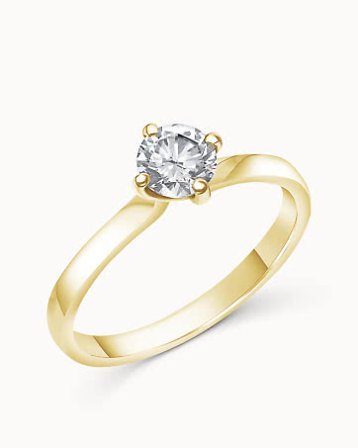 Bague solitaire Amanda en or jaune 18 carats - Bagues de fiançailles et diamants Alliances de Vanbrun
