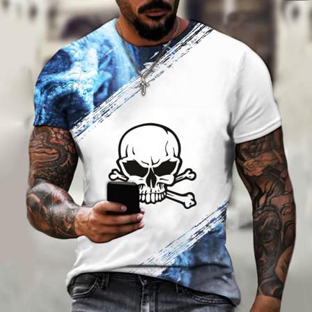 Män Skull Print Tops Kortärmad T-shirt