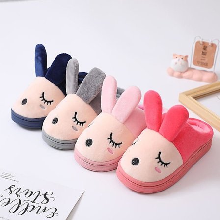 Sødt Børns Bomuldsslippers Drenge Piger Skridsikre Plys Fleece Sko Grå