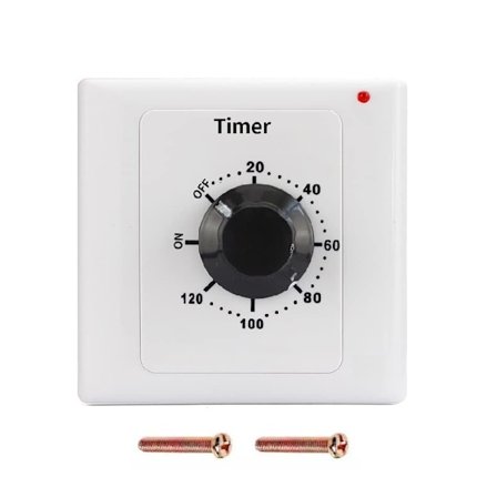 120 Minuters Timer, AC 220V, 15A, Intelligent Mekanisk Nedräkningstimer, Tidbrytare, 86 Panel Timer Kontrollvred