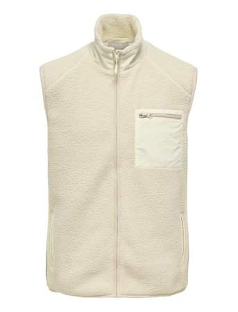 Onsdallas Life Sherpa Vest Otw Vd Cream ONLY & SONS