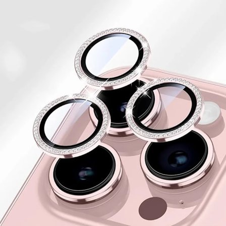 Bling Glitter Diamant Kameralinsskydd Fodral kompatibelt iPhone 16 15 14 13 11 Pro Max Plus Skärmskyddsfilm kompatibelt iPhone 16E Pro