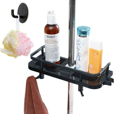 Justerbar teleskopisk duschhylla i plast, badrumshyllor, badrumsorganisatör