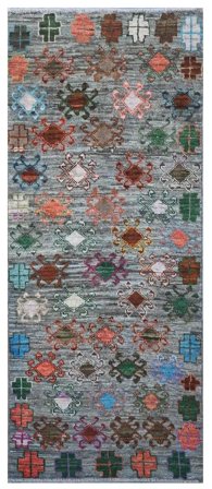 Berber Colourful Rug Hand Knotted 76X200 Runner Dark Grey/Black Afghanistan