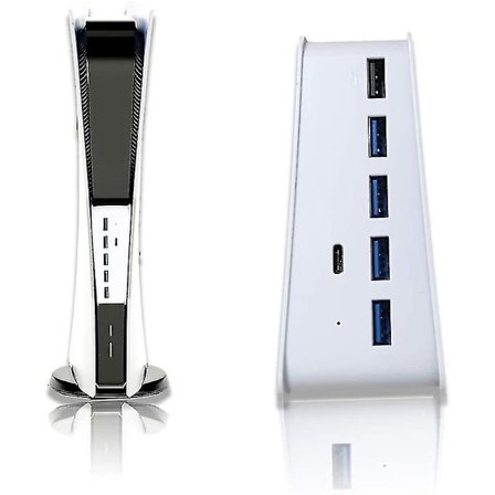 Ps5 USB Hub Extender 5-portars överföringsexpansionsadapter Converter Splitter(vit)