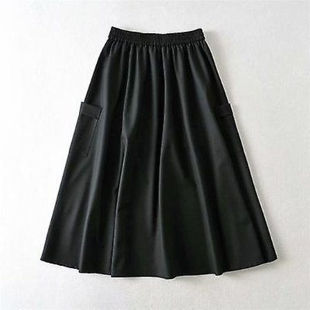 Högmidjad A-linje Arbetsklänning Kjol Lång Kjol med Ficka