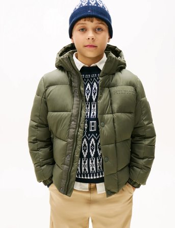 Tommy Hilfiger Matt And Shine Embossed Jacket - Khaki green - 128