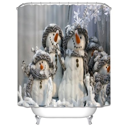 180cm x 200cm, Jouluinen Suihkuverho, Talvinen Lumikausi Joulupukki