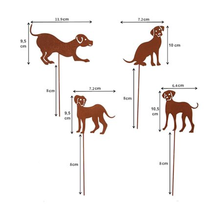 Sæt med 3 kaniner Havestager - Rustlook - Fremstillet af rustfrit metal - til have, terrasse, balkon eller blomsterkrukke