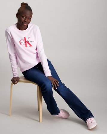 Calvin Klein CK MONOGRAM TERRY CN SWEATSHIRT Różowy Swetry Dziewczyna - Kids Brand Store