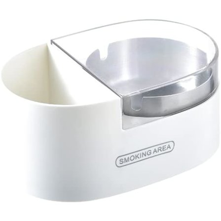 Vægmonteret Røgfri Udendørs Askebæger - Bordaskebæger med Låg, til Indendørs, Soveværelse, Hotel, Badeværelse, Kontor (Hvid+Transparent)