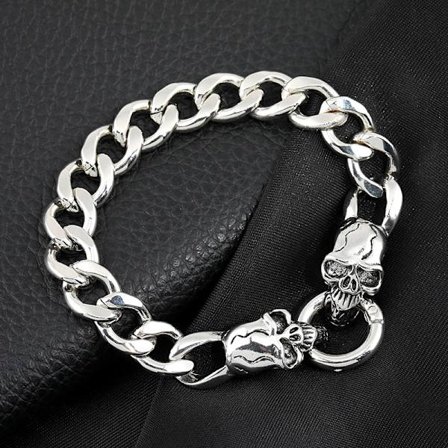 Homme Acier Parures de main, Bracelet en acier titane Skull Head