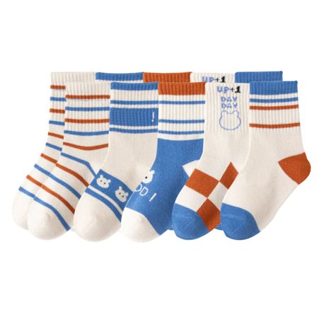 5 Par Barnestrømper Mid Calf Pustende Tegneserie Søte Mønstre Komfortable Bomullsstrømper for Gutter Jenter L, 6‐8 År Gamle, Skostørrelse: 29‐32