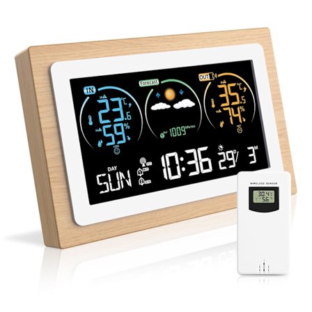 Trådløs indendørs udendørs vejrstation, trådløs vejrstation med udendørs sensor, digitalt termometer hygrometer